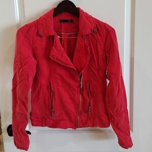 Max Jeans Moto Style Jacket Size XS.   Fully Lined. Color  Bright Red